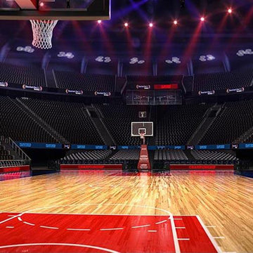 Basketball Backdrop Sports Background G-287 - iBACKDROP-Black And White Backdrop, Black And White Striped Backdrop, Black Backdrop, Black Backdrops, Patterned Backdrops, Themed Patterned Backdrops